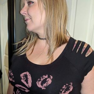 Lip print deb t-shirt